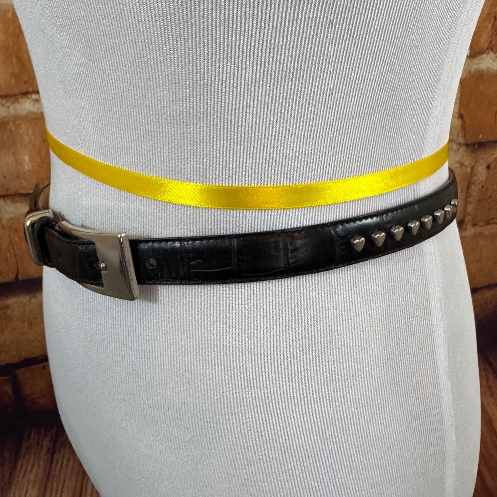 Talbots Black Leather Belt w/Heart Studs Size M